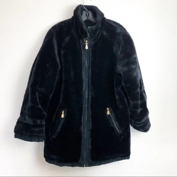 Jlc Vtg Reversible Fur Genuine Leather Coat Heavy Warm - Picture 1 of 8